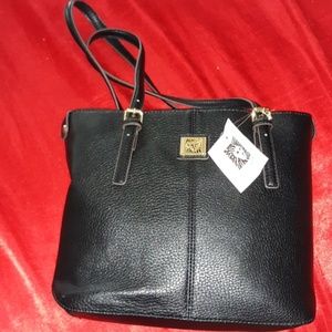 Anne Klein black leather purse